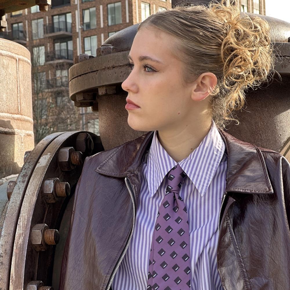 Damesstropdas Tompson Square paars - 1