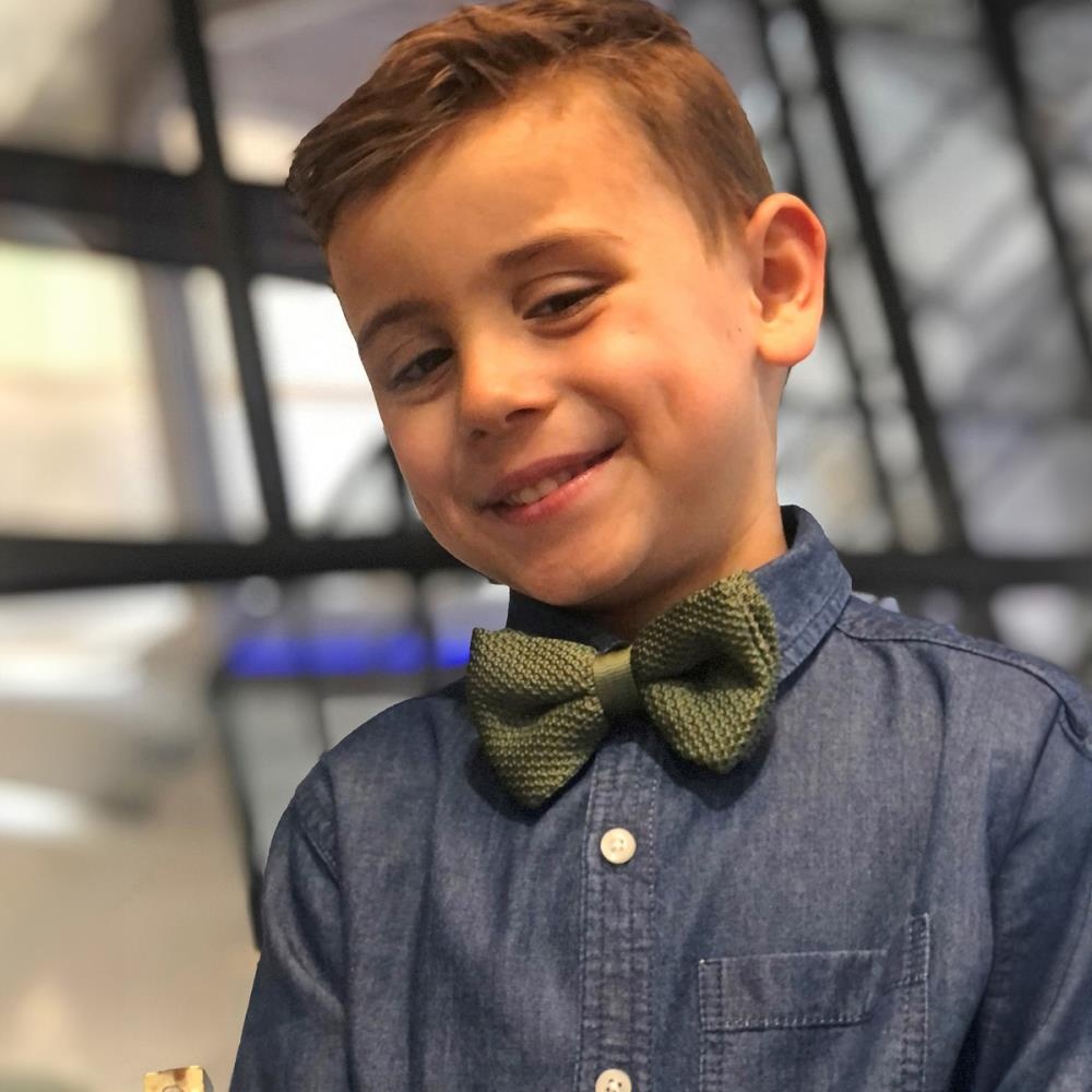 gebreide kinderstrik mosgroen - 1