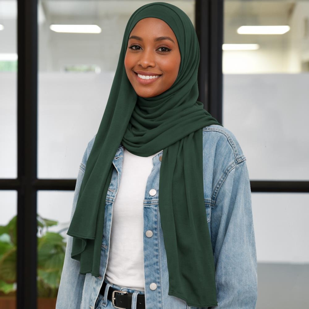 hoofddoek polyester jersey uni donkergroen - 1