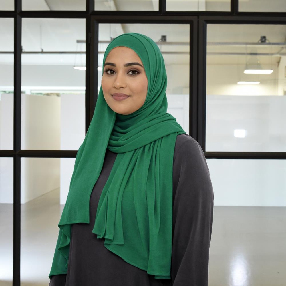 hoofddoek polyester jersey uni flessengroen - 2