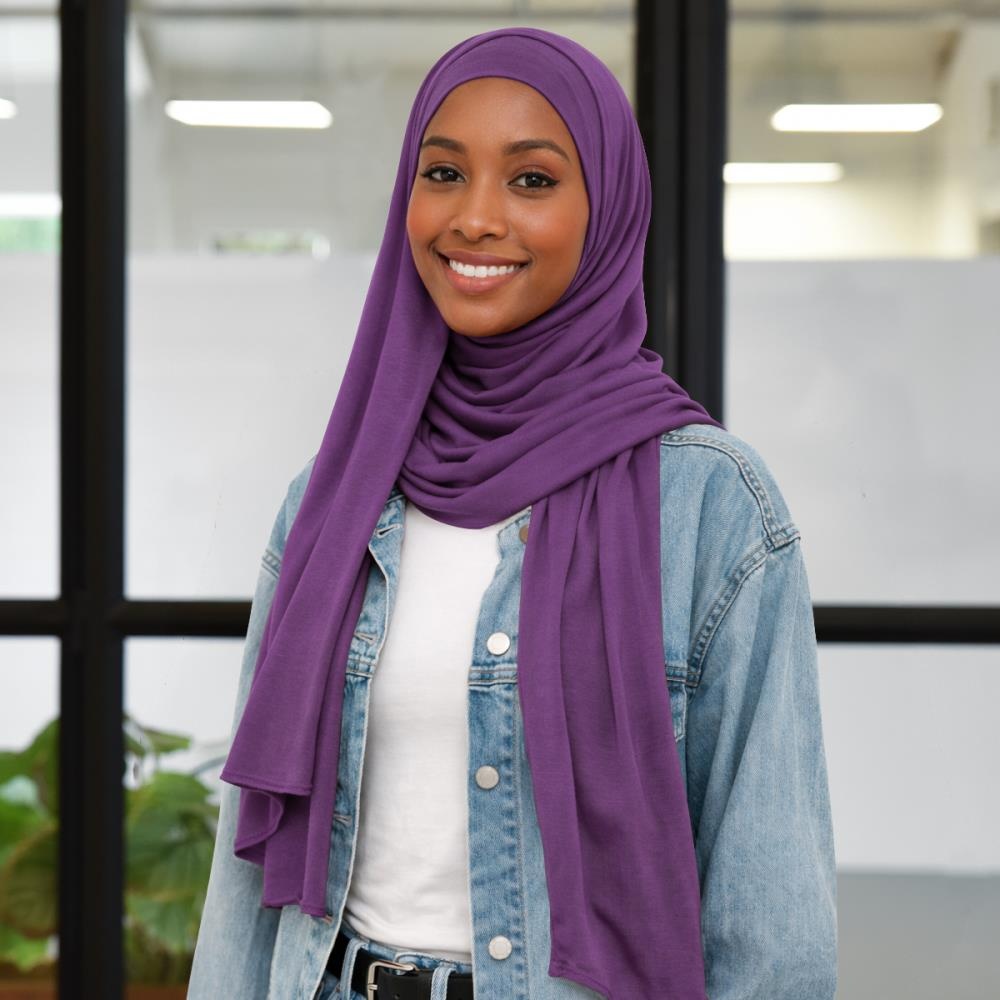 hoofddoek polyester jersey uni paars - 1