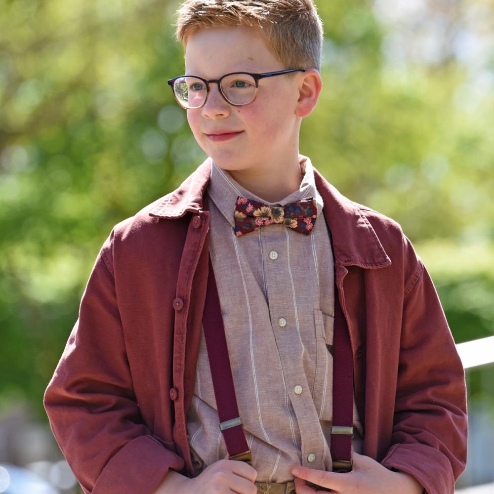 kinderstrik Vintage Flower bordeaux - 2