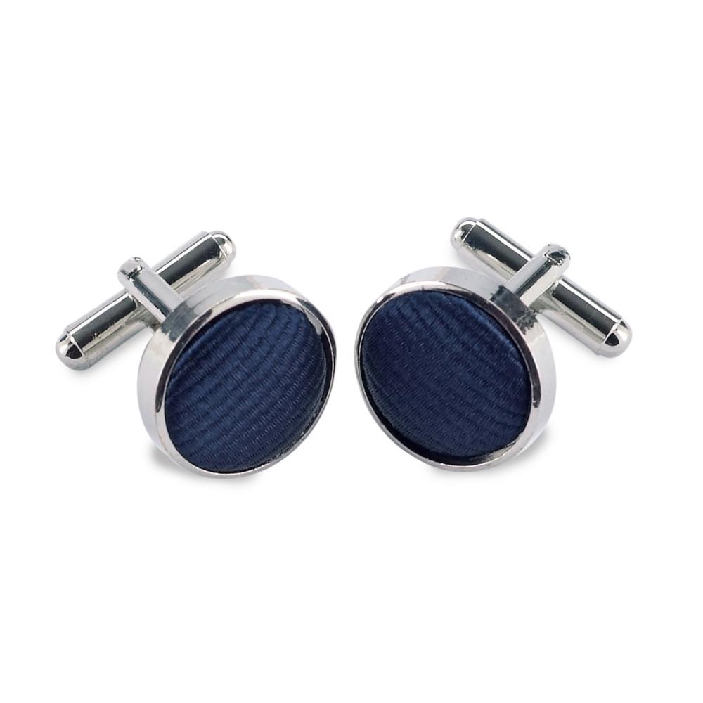manchetknopen zijde marineblauw repp - 1