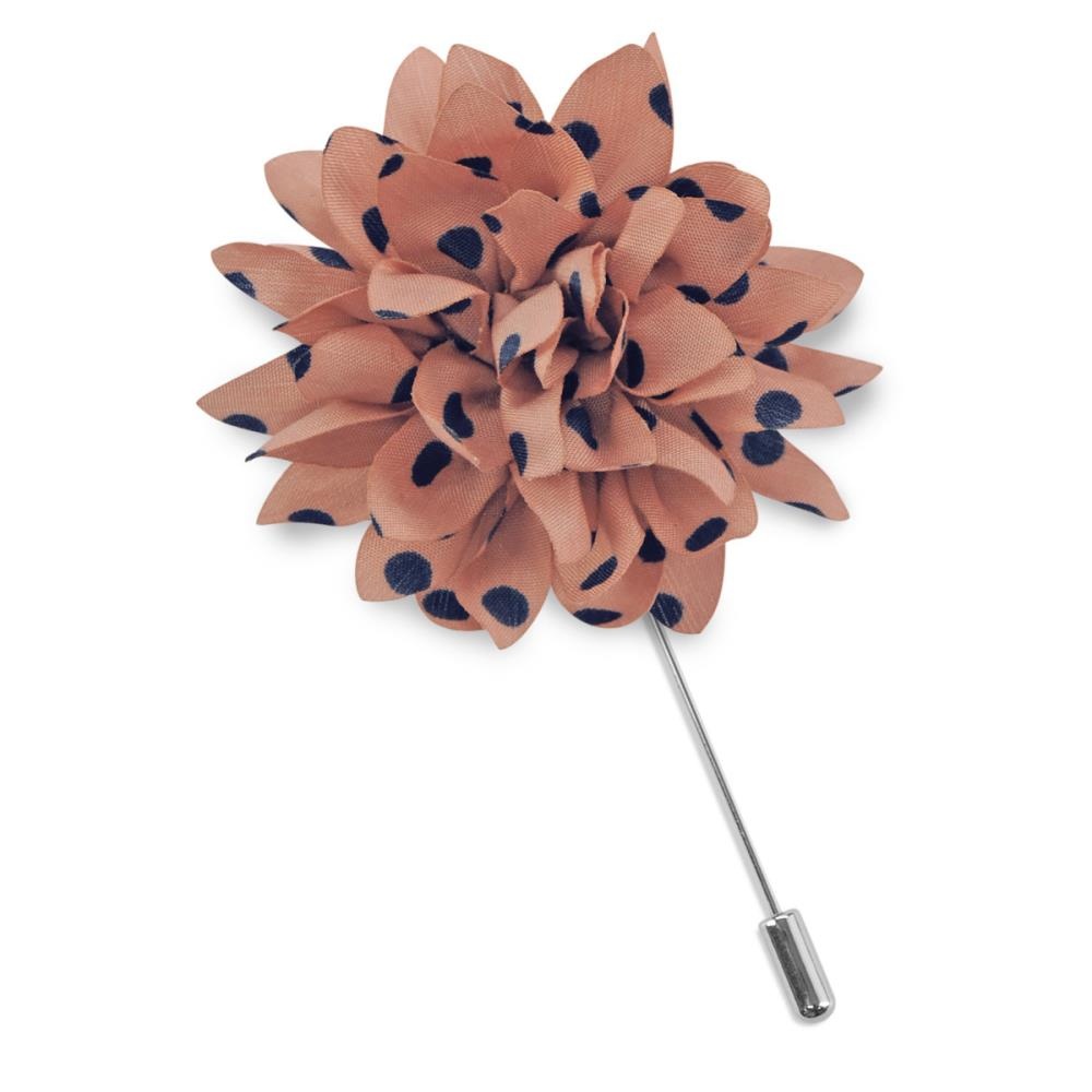 Revers pin dahlia dots peach blauw - 2