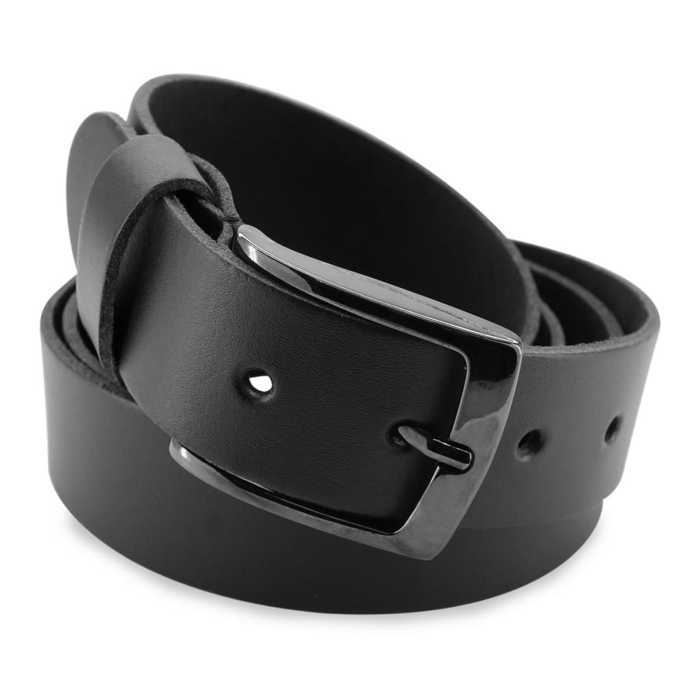 rundlederen riem 3,5 cm zwart - 1