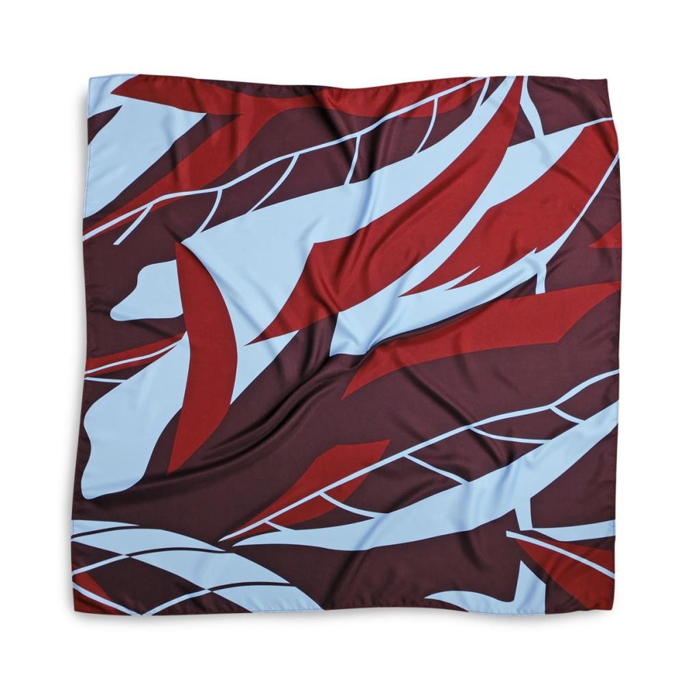 sjaal patroon aubergine lichtblauw vierkant - 2
