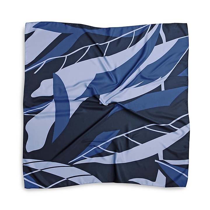 sjaal patroon denimblauw lichtblauw vierkant