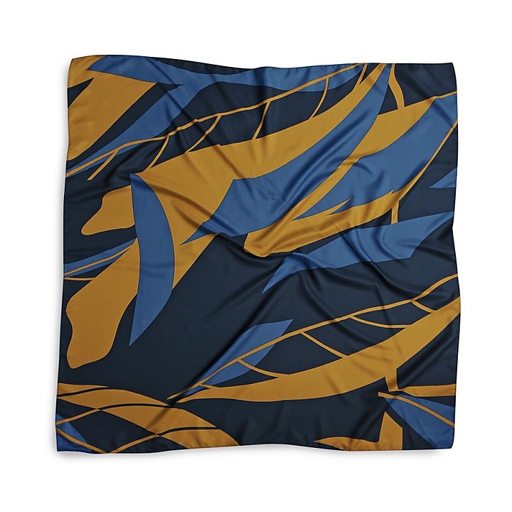 sjaal patroon denimblauw oker vierkant