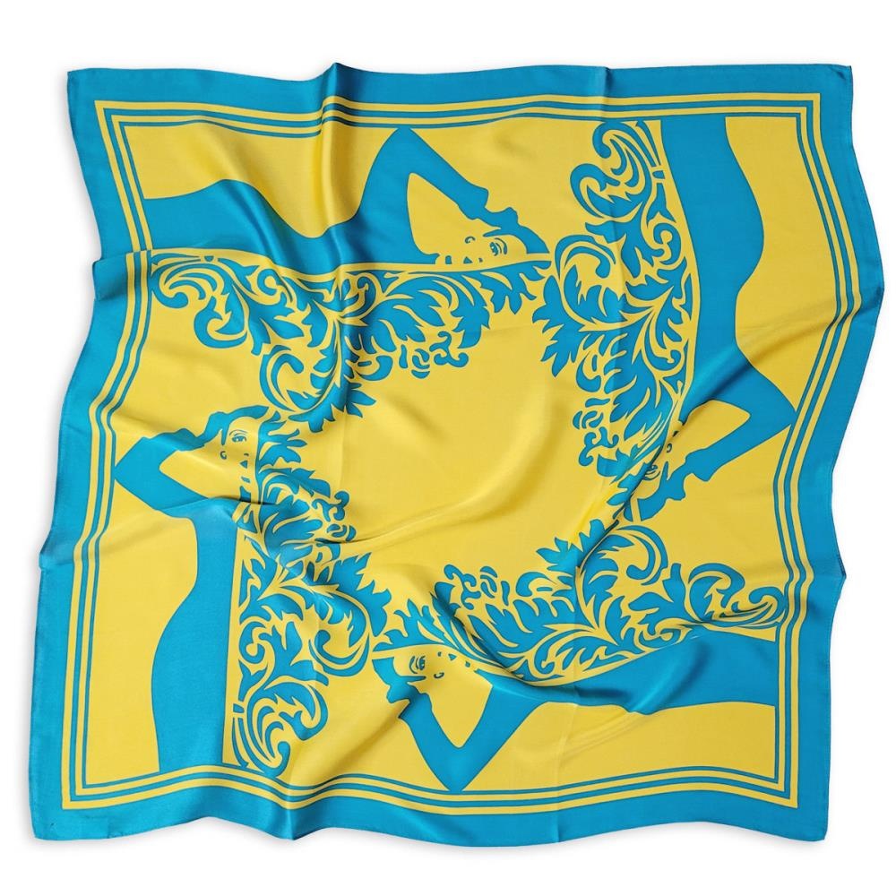 Sjaal Viva Silk yellow blue - 2