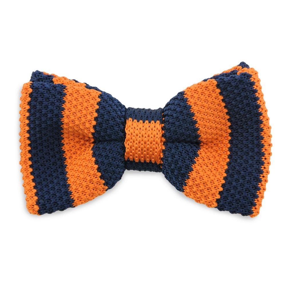 Strik gebreid blauw - oranje - 1