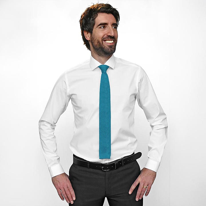 stropdas gebreid cyaan blauw
