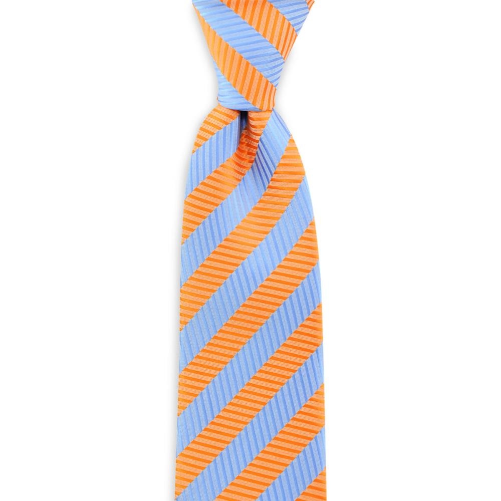 Stropdas oranje - blauw gestreept - 1