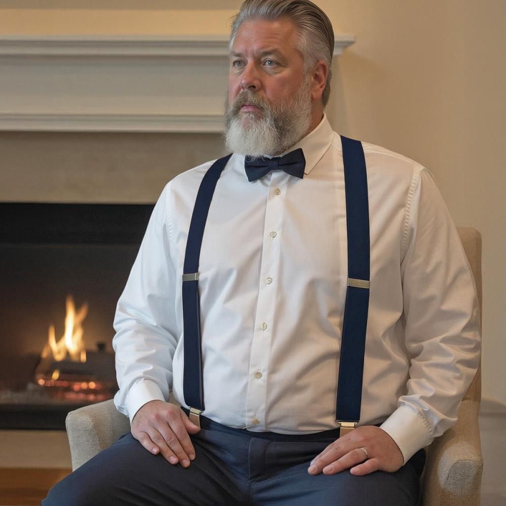 XL bretels marineblauw - 1